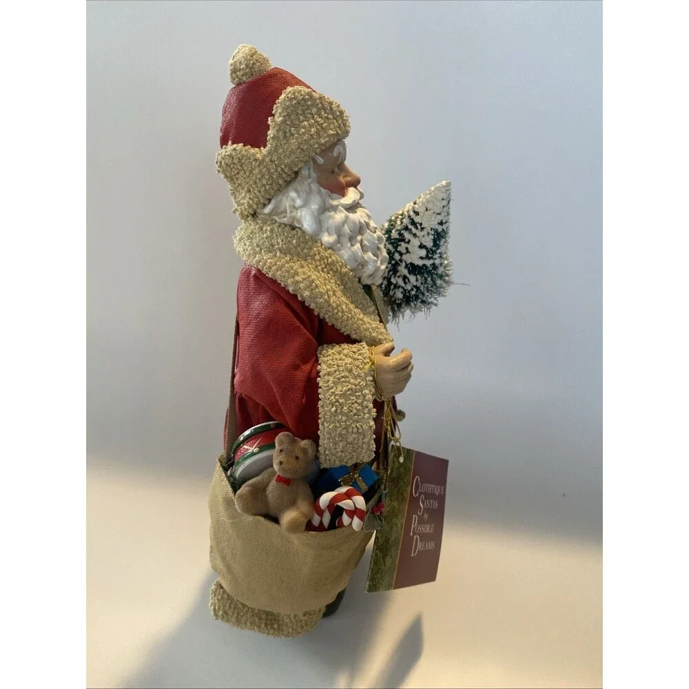 Clothtique POSSIBLE DREAMS 1994 Santa Figure Bottle Brush Tree Bag Toy Christmas